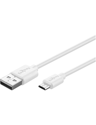Cable USB2.0 tipo A M a microUSB tipo B 1,0mt Blanco 2.5A