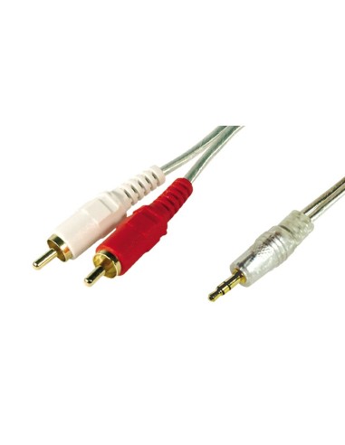 Cable Audio Minijack 3,5mm M - 2xRCA M 2,0mts HQ c. dorados
