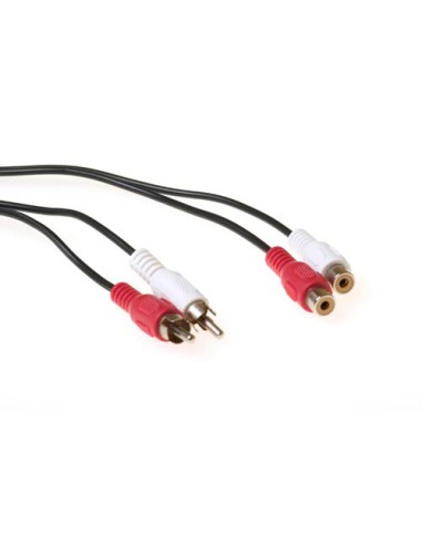 Cable Audio 2xRCA macho a 2xRCA hembra 1,2mts estándar