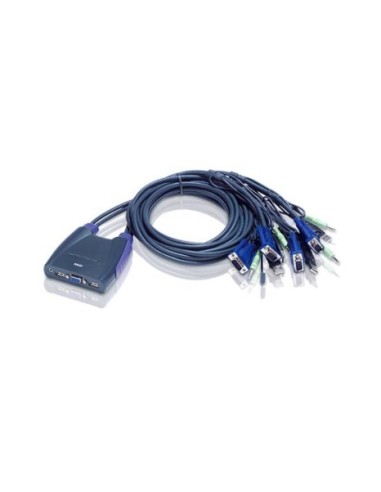 Conmutador KVM autoswitch 4PCs a 1Psto trabajo USB+audio