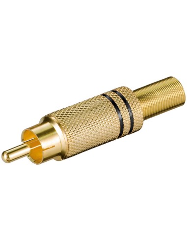 Conector RCA Macho metálico dorado AÉREO soldar negro - Ticaplus