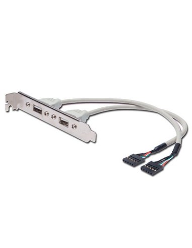 Cable USB2.0 2Ptos USB tipo A a placa Base 5Pines c/Bracket