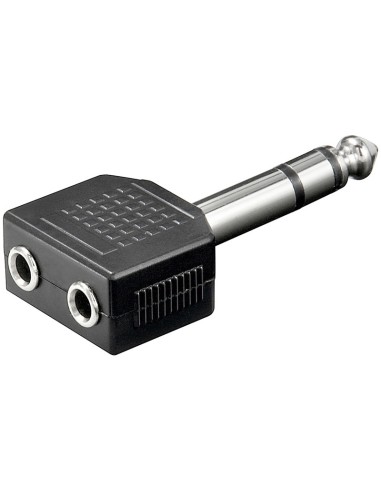 Adaptador Audio 1xJack 6,35mm M/2xminiJack 3,5mm H