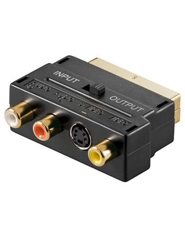 Adaptador Euronector a 3xRCA audio/vídeo+S-VHS conect. dorad