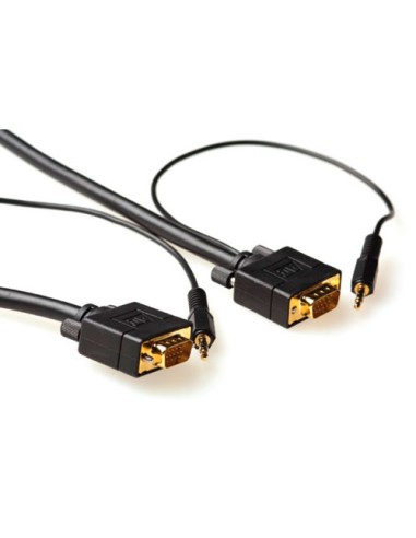 Cable VGA+Audio HPDB15+1xminijack  M/M 1,8mts HQ Negro