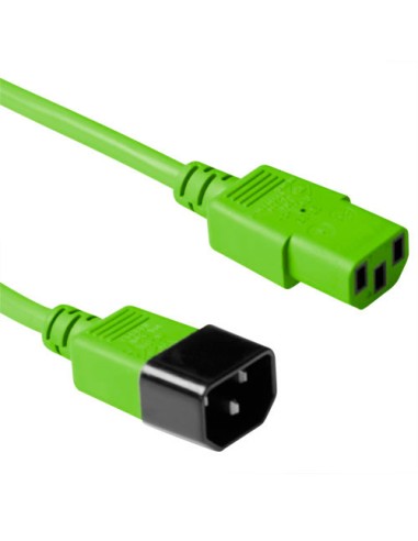 Cable Alimentación IEC C13 H - IEC C14 M Verde 0,60mts